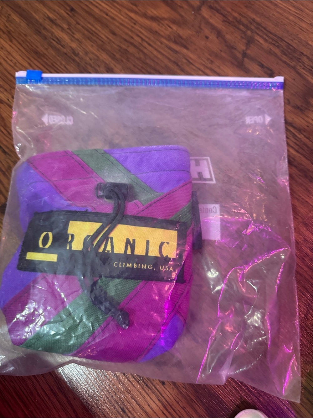 Organic Climbing Chalk Bag in Purple and Green C2.B1.M